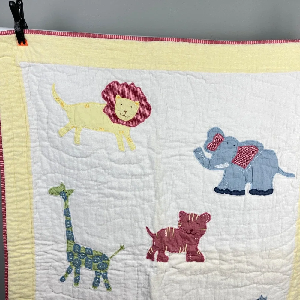 Pottery Barn Kids‎ Safari Animal Crib/Toddler Quilt & 2 Window Valances